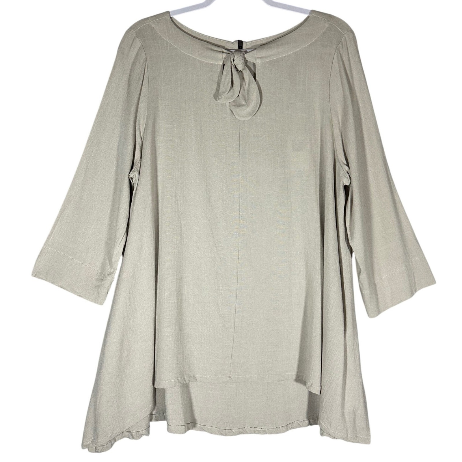 Joseph Ribkoff Lds Tunic Sz 8 Nwt Moonstone Beige Tie Neck Zip Back Luxury Chic